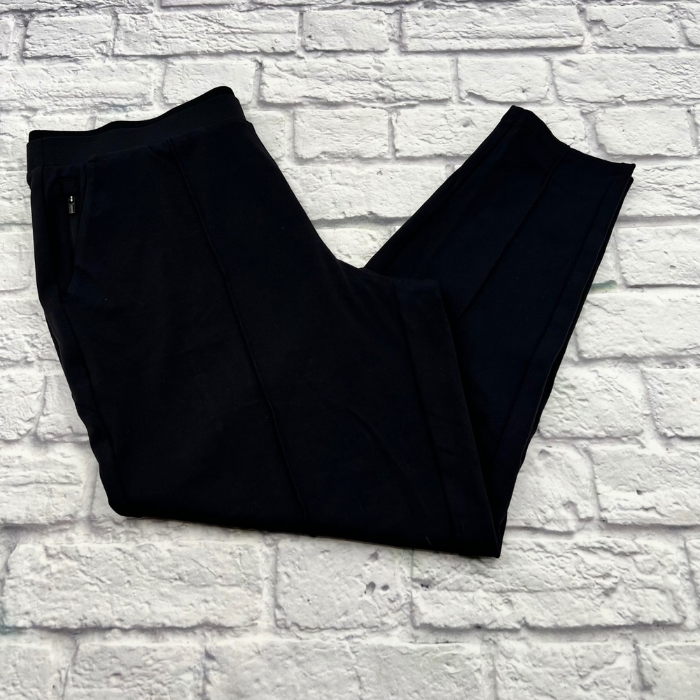 Athleta Venice Pintuck Pant Womens Medium Black Tapered Leg Trousers Athleisure